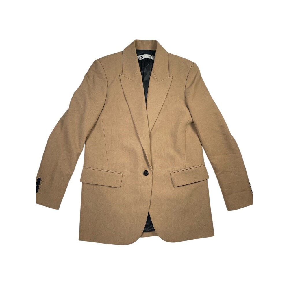 Zara Camel Brown Single-Button Blazer